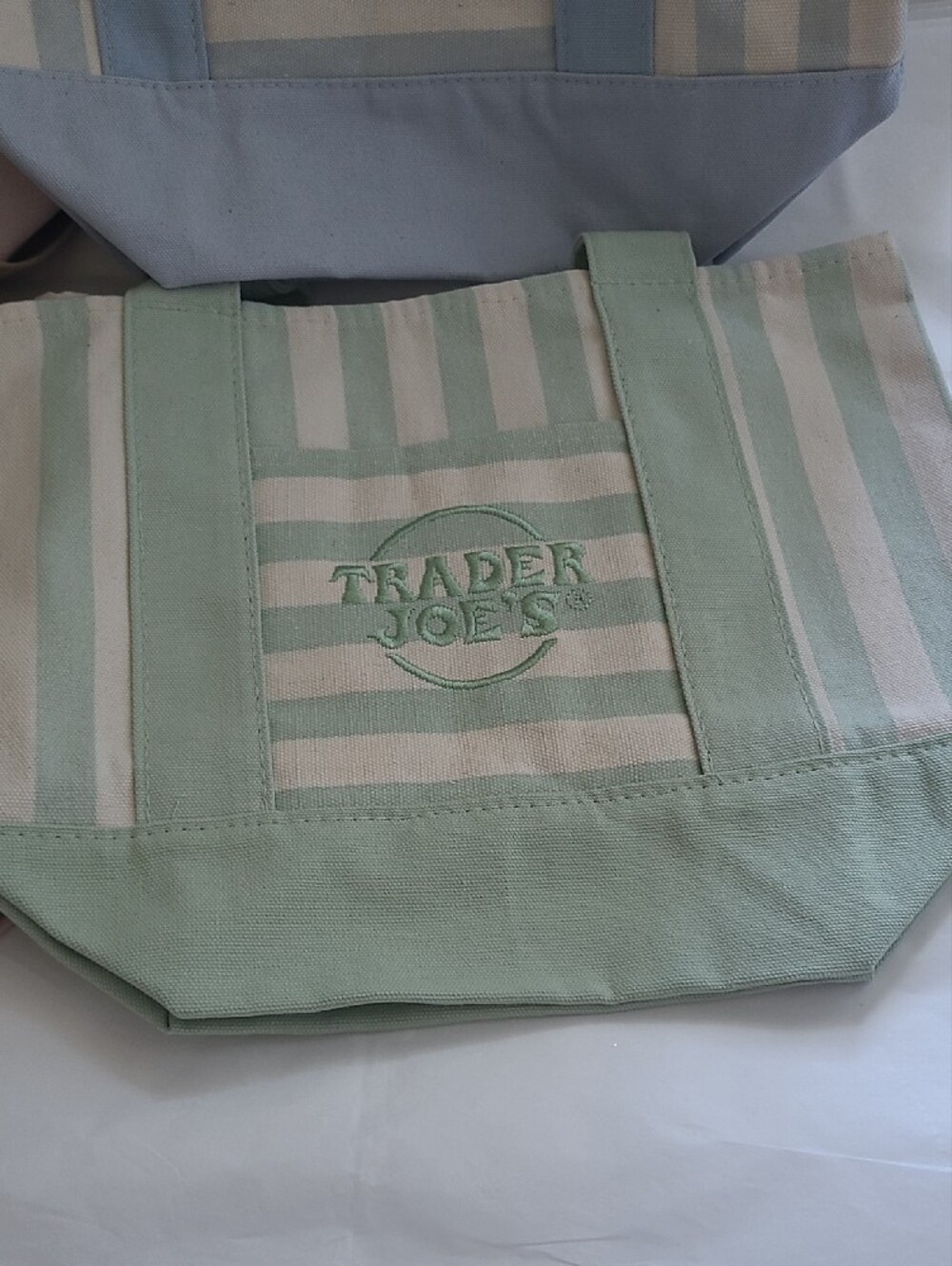 Trader Joe's Pastel Striped Tote Bag - Mint, Blue, Pink, Beige 4 Pcs - Picture 2 of 8